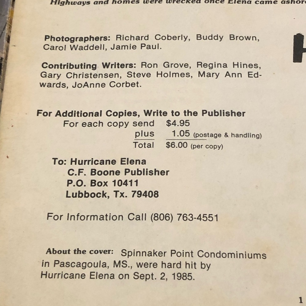 Hurricane Elena Limited Edition Collector’s Documentary Book - Picture 6 of 11